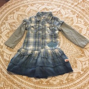 Naartjie plaid flannel button down tiered dress